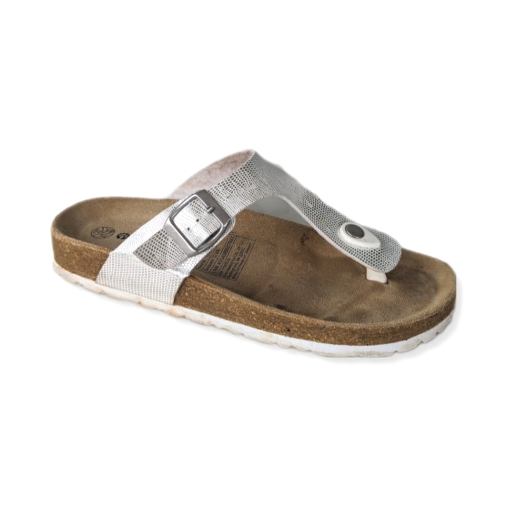 Esmara Natural Walk Silver Shimmer Thong Summer Sandals